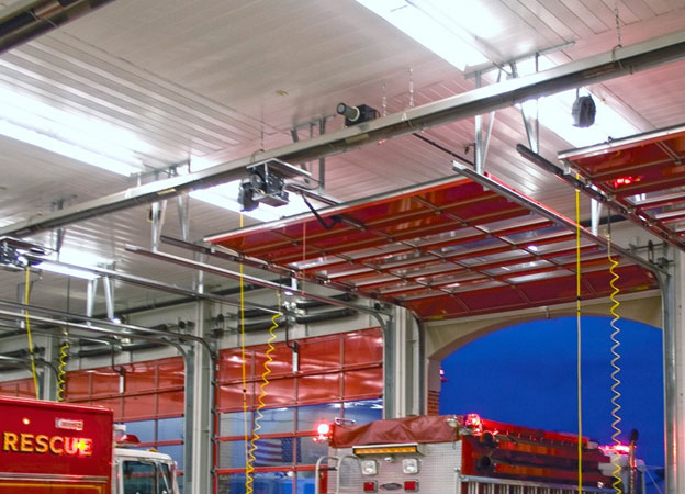 fire-dept-door Fire department with open garage doors