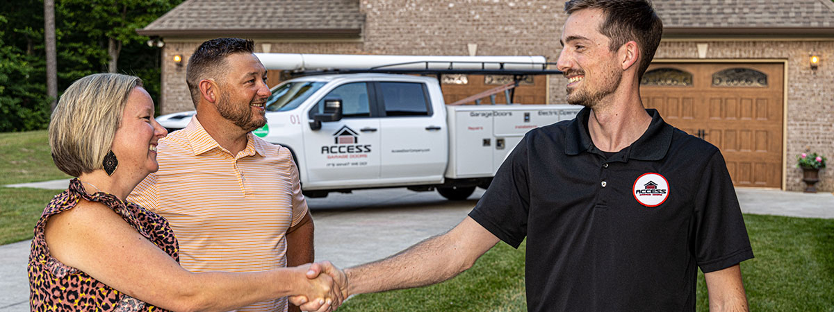 Happy customers of a garage door repair