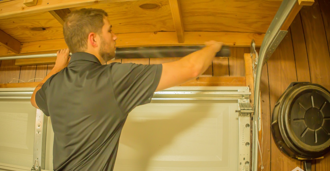 New garage door being installed
