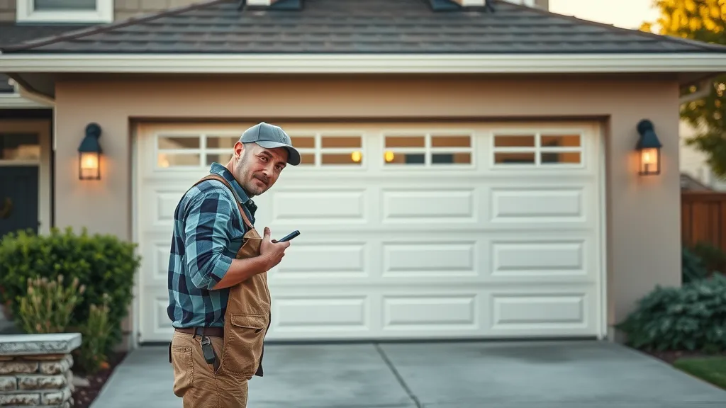 Man standing in front of a garage door