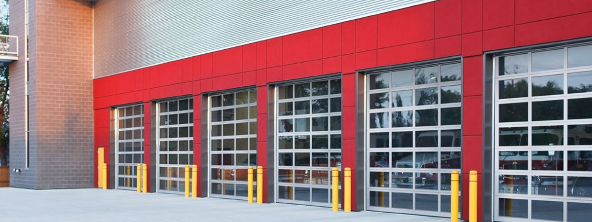 Closed commercial garage doors