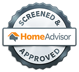 Home Advisor Screened and Approved garage door company logo